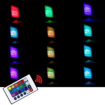 Refletor LED RGB Bivolt IP67 com Controle Remoto - Ofertaher