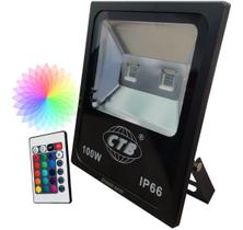 Refletor Led Rgb Cores 100W Bivolt Ip66 Com Controle Remoto
