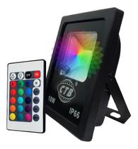 Refletor Led Rgb Cores 10W Bivolt Ip66 Com Controle Remoto