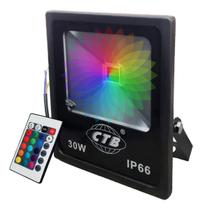 Refletor Led Rgb Cores 30W Bivolt Ip66 Com Controle Remoto