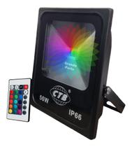 Refletor Led Rgb Cores 50W Bivolt Ip66 Com Controle Remoto