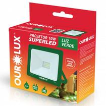 Refletor LED SLIM 10 watts Bivolt Cor da Iluminacao Verde OUROLUX Refletor LED SLIM 10 watts Bivolt Cor da Iluminacao Verde OUROLUX