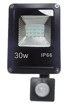 Refletor Led Slim 30w Holofote Sensor Bivolt Prova Dágua 6500k Branco Frio IP66