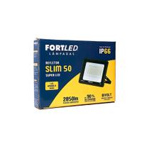 Refletor Led Slim 50W Luz Amarela - FORTLED