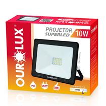 Refletor LED SLIM IP65 10 Watts Bivolt 6500K Branco Frio OUROLUX