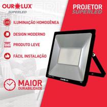 Refletor LED SLIM IP65 150 watts Bivolt 6500K Branco Frio OUROLUX Refletor LED SLIM IP65 150 watts Bivolt 6500K Branco Frio OUROLUX