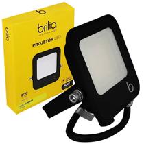 Refletor Led Slim Preto 10W Bivolt Quente 3000K Ip65