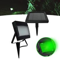 Refletor LED Solar 20w Externo 200lm Luz Verde Com Placa