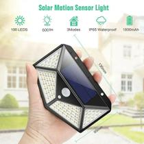 Refletor Luminária Externa Solar Holofote 100 leds Resistente Sol e Chuva Com Sensor De Movimento 3 Funções NV