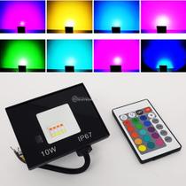 Refletor RGB 10W LED Holofote 16 Opções De Cores Com Controle Remoto 61351