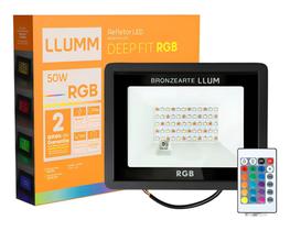 Refletor Rgb 50W Deep Led Fit IP66 Com Controle Remoto Llumm Bronzearte