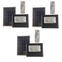 Refletor Solar 50W Kit 3 Uni Luminaria Holofote Sensor Placa Controle Energia