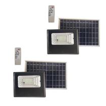 Refletor Solar 50W Luminaria Kit 2 Uni Holofote Placa Sensor Movimento Energia Controle Iluminaçao Rua Casa Multiuso