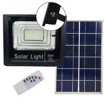 Refletor Solar Holofote Led 25w Placa Solar Controle Completo Iluminacao Sensor (ZEM-31549-A)