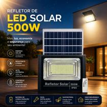 Refletor Solar Led Holofote 500w + Placa Solar + Controle