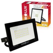 Refletor Super Led 30W Bivolt Branco Frio Ip65 Preto
