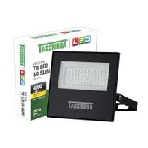 Refletor Taschibra Led Tr Slim 50W Luz Branco Quente 3000K Preto Bivolt