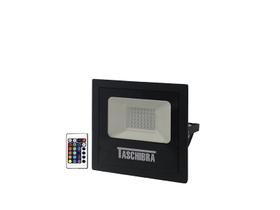 Refletor Taschibra TR LED Slim 20w RGB Preto com Controle Remoto - Resist. Água IP65