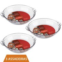 Refratário de Vidro Forma Redonda Filetada 600ml Marinex 3Un Refratário de Vidro Forma Redonda Filetada 600ml Marinex 3Un