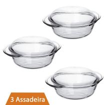 Refratário Redonda Terrina Base 1,5L Tampa 0,8L Nadir 3Un