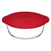 Refratário Redondo com Tampa Plástica 840ml Vidro Resistente para Forno, Freezer e Geladeira