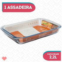 Refratário Vidro Retangular 2,2L Massas Sobremesesas Freezer