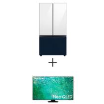 Refrigerador Bespoke French Door Clean White e Clean Navy 110V+Smart TV Samsung Neo QLED 4K 55" Polegadas 55QN85CA
