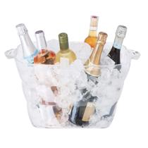 Refrigerador de bebidas transparente quadrado de acrílico OGGI com banheira de festa 8L Refrigerador de bebidas transparente quadrado de acrílico OGGI com banheira de festa 8L
