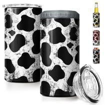 Refrigerador de latas SANDJEST Cow Tumbler Cowhide Doodle 4 em 1 350 ml Refrigerador de latas SANDJEST Cow Tumbler Cowhide Doodle 4 em 1 350 ml
