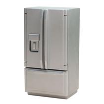 Refrigerador Dollhouse em miniatura em escala 1:12 Silver Double D