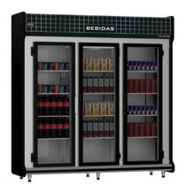 Refrigerador Expositor Auto Serviço 2m 3 Portas 1333L Bebidas 2153B Preto PoloFrio Temperatura 2 a 3C e Iluminação LED