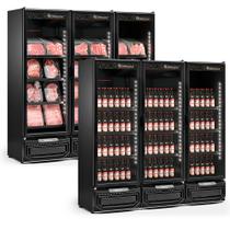 Refrigerador/Expositor Vertical Conveniência Cerveja E Carnes GCBC-1450 LB PR All Black c/ LED Perimetral Gelopar 1468 Litros Frost Free