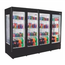 Refrigerador Expositor Vertical Frilux 2400 Litros Preto 4 Portas de Vidro 220V RF-008