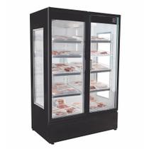 Refrigerador/ Expositor Vertical p/ Carnes Embaladas RF-006C Porta de Vidro - Preto 1200 L -5 a +5C Iluminação LED Ar Forçado - Frilux