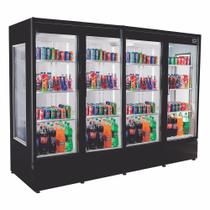 Refrigerador/ Expositor Vertical Visa Cooler RF-008 Porta de Vidro - 4 Portas Preto 2400 L +0 a +8C Iluminação LED - Frilux