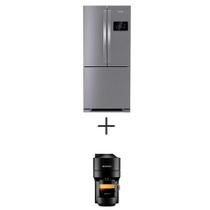 Refrigerador French Door Brastemp 110V BRBRO85AK 3 Portas Frost Free Side Inverse Inox + Cafeteira Nespresso Vertuo
