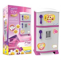 Refrigerador Infantil Pop Casinha Flor Branco e Rosa Xalingo