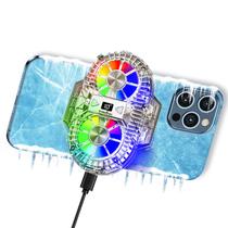 Refrigerador para celular TRILINK com ventoinhas duplas, LED RGB e display de temperatura Refrigerador para celular TRILINK com ventoinhas duplas, LED RGB e display de temperatura