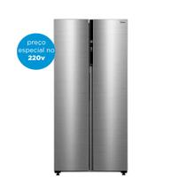 Refrigerador Side By Side 442L Inverter Cor Inox Conectada Midea