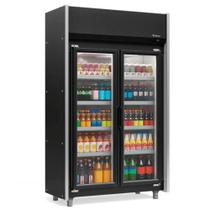 Refrigerador Vertical 1,26m 2 Portas 820L Auto Serviço GEAS-2 PR Preto Gelopar - Iluminação LED + Controlador Digital + 4 Níveis