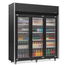 Refrigerador Vertical 1,82m 3 Portas 1200L Auto Serviço GEAS-3 PR Preto Gelopar - Iluminação LED + Controlador Digital + 4 Níveis