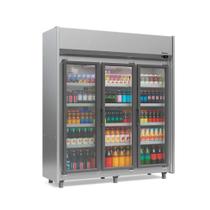 Refrigerador Vertical Auto Serviço 1200 litros Tipo Inox com Led Frost Free GEAS-3 TI 3 Portas Gelopar