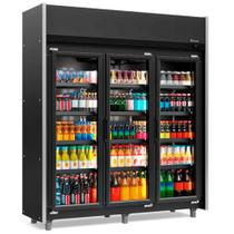 Refrigerador Vertical Auto Serviço GEAS-3 LB PR - 1200 litros All Black com Led Frost Free 3 Portas - Gelopar