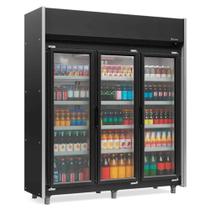 Refrigerador Vertical Auto Serviço GEAS-3 PR - 1200 litros Preto com Led Frost Free 3 Portas - Gelopar