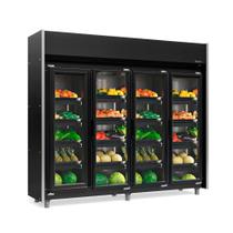 Refrigerador Vertical Auto Serviço Hortifruti 1580 litros All Black com Led Frost Free GEAS-4 LB PR 4 Portas Gelopar