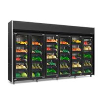 Refrigerador Vertical Auto Serviço Hortifruti 2340 litros All Black com Led Frost Free GEAS-6 LB PR 6 Portas Gelopar