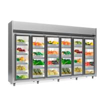 Refrigerador Vertical Auto Serviço Hortifruti 2340 litros Tipo Inox com Led Frost Free GEAS-6 TI 6 Portas Gelopar