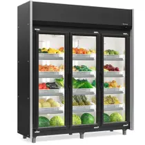 Refrigerador Vertical Auto Serviço Hortifruti 3 portas GEAS3P Preto Gelopar 220V Refrigerador Vertical Auto Serviço Hortifruti 3 portas GEAS3P Preto Gelopar 220V
