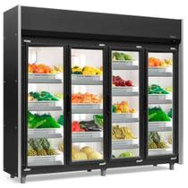 Refrigerador Vertical Auto Serviço Hortifruti 4 portas GEAS4P Preto 220V Gelopar