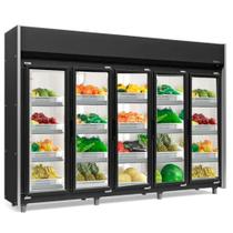 Refrigerador Vertical Auto Serviço Hortifruti 5 Portas GEAS5P Preto 220V Gelopar